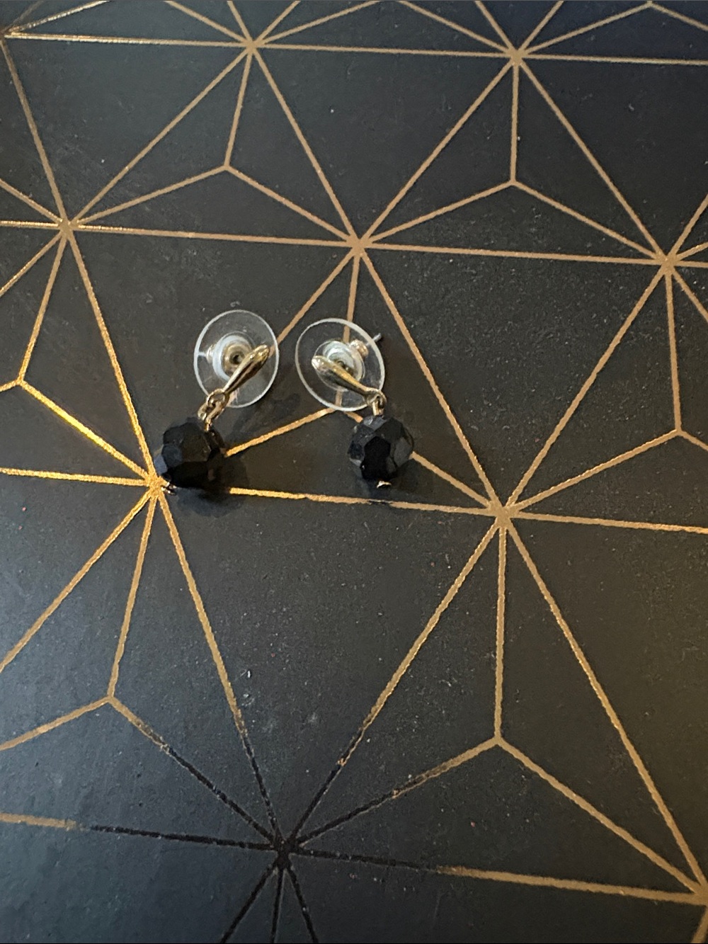 Delicate Black Crystal Drop Stud Earrings - Women Jewelry